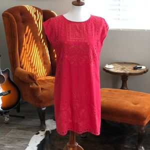 NWOT Skies Are Blur embroidery dress (coral)